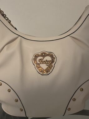 Juicy Couture Cream Shoulder Bag with Gold Heart Logo